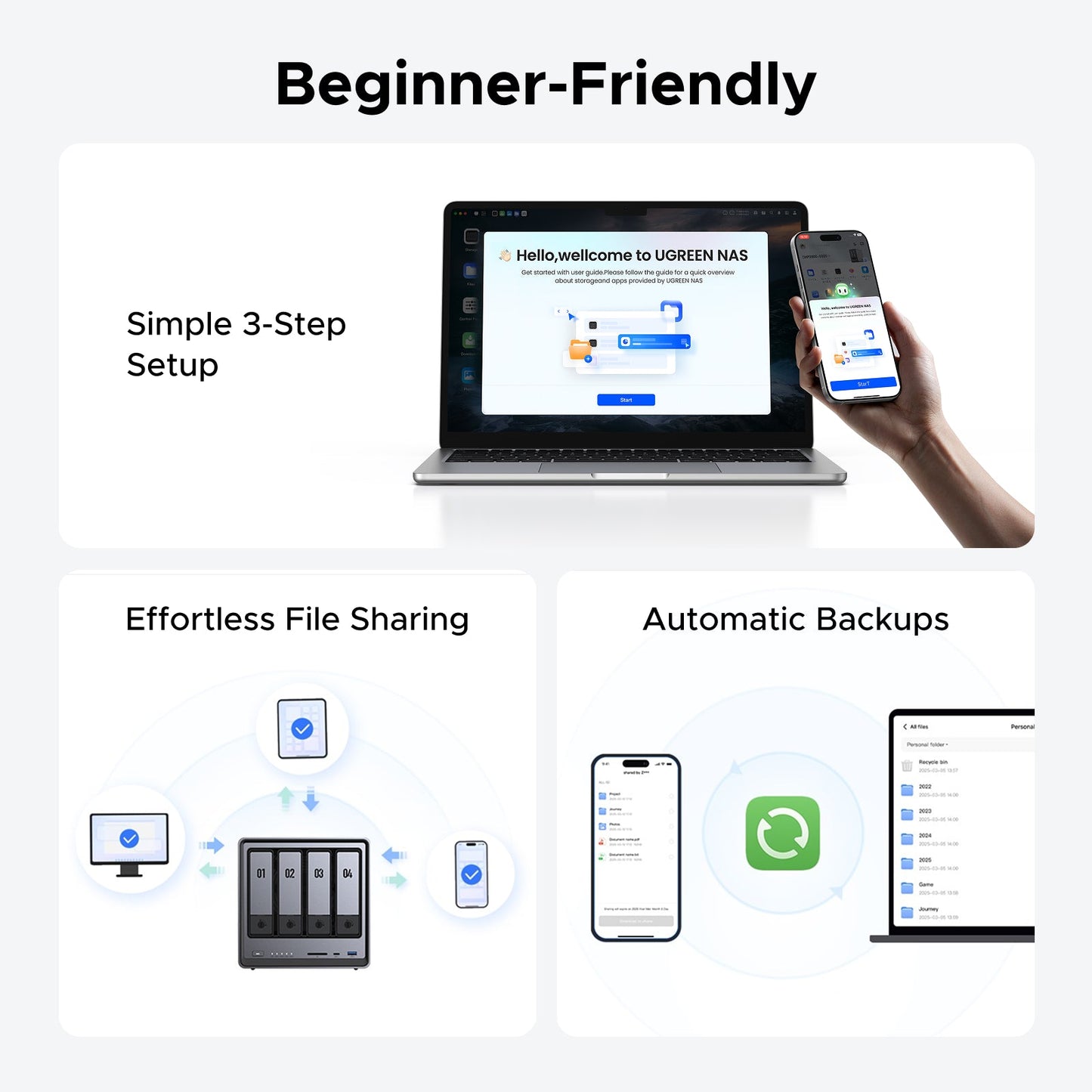 UGREEN NAS storage 4 bay is beginner-friendly with easy steps