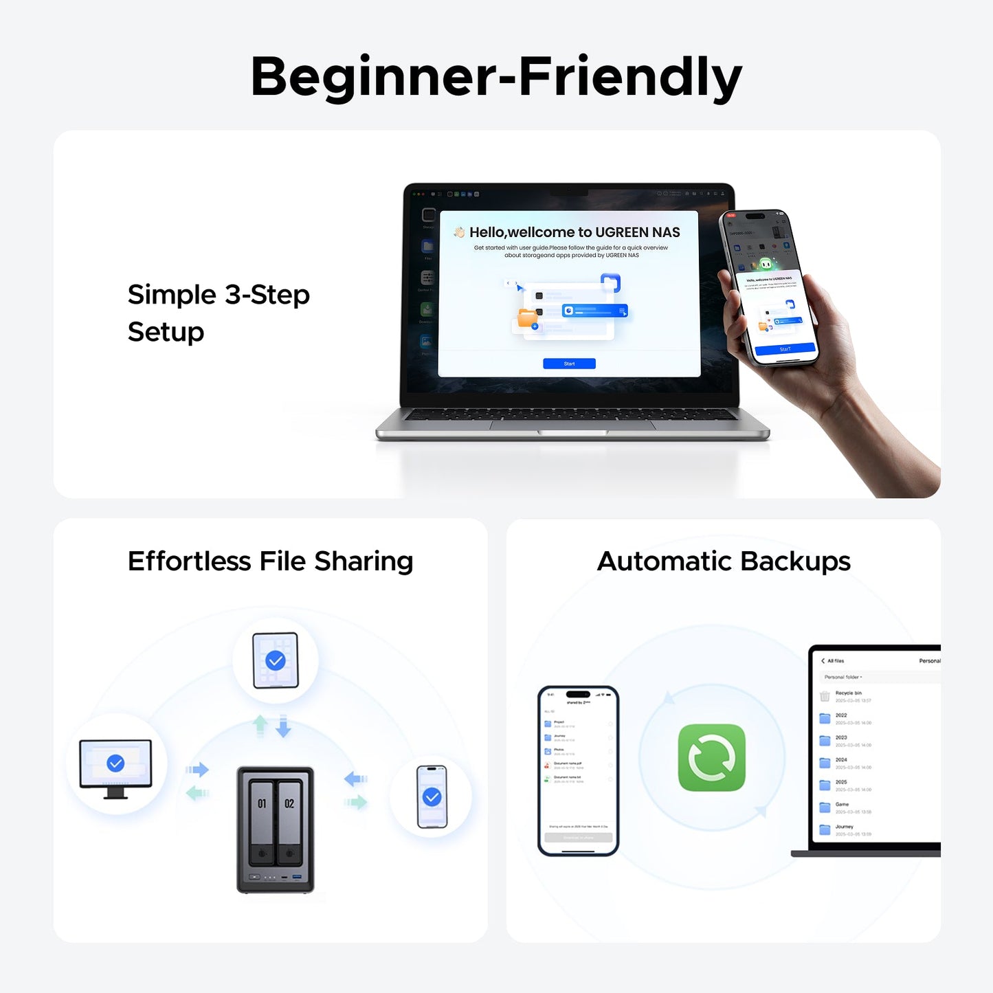 UGREEN NAS storage 2 bay is beginner-friendly with easy steps