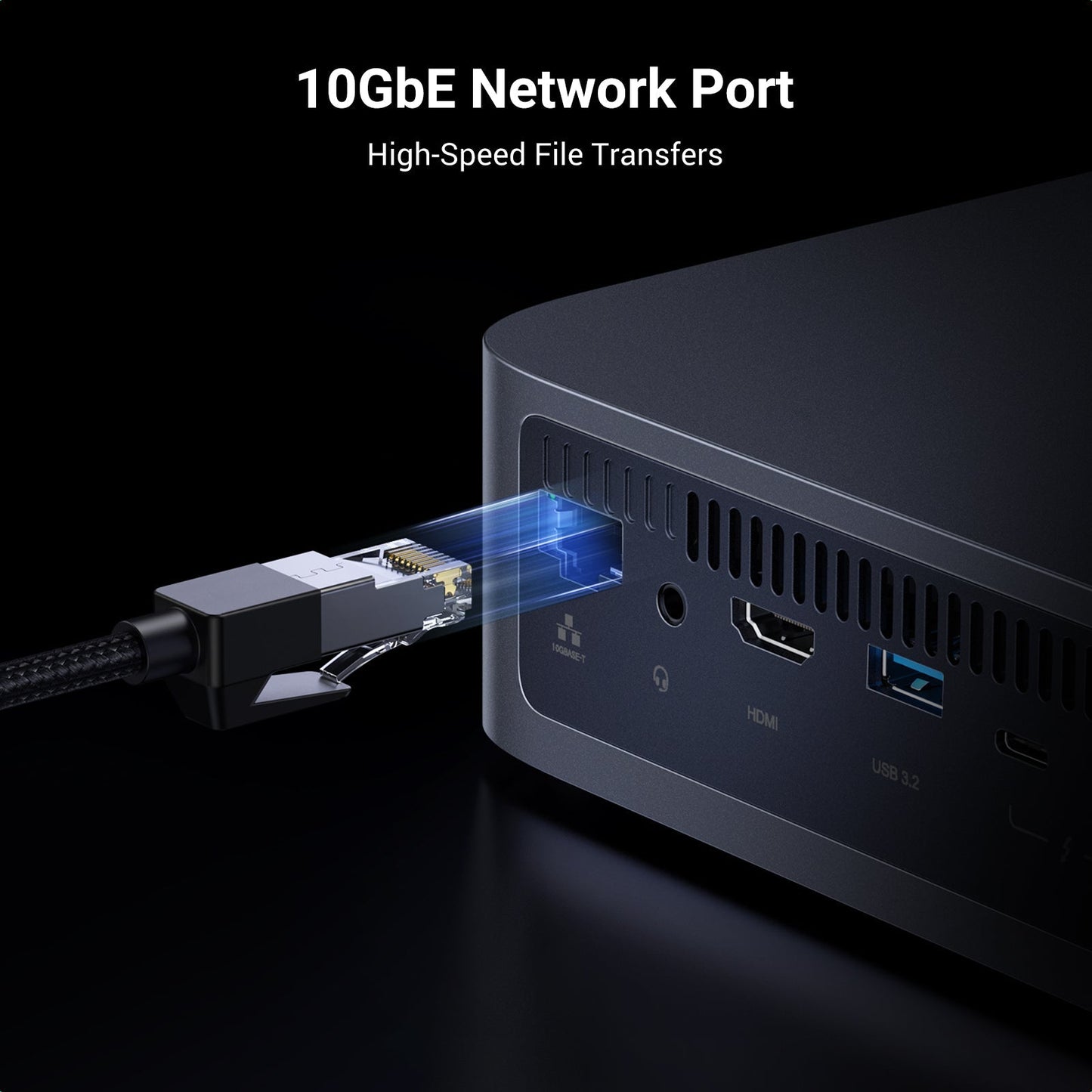 UGREEN all-flash NAS storage is configured with 10GbE network ports for ultra-fast file transfers.